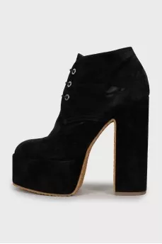 Suede block heel ankle boots