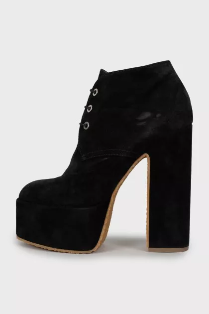 Suede block heel ankle boots