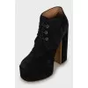 Suede block heel ankle boots