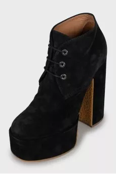 Suede block heel ankle boots