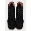 Suede block heel ankle boots