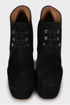 Suede block heel ankle boots