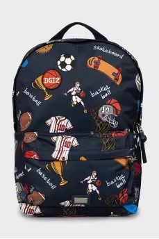 Printed textile backpack