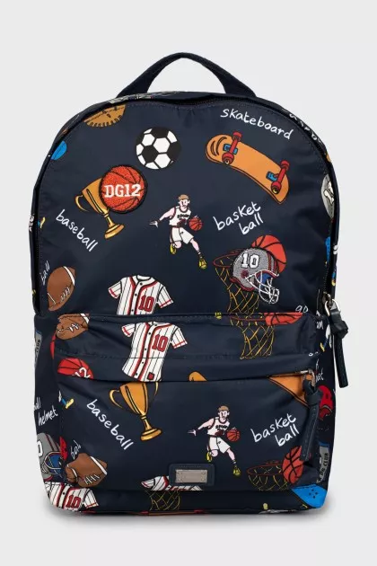 Printed textile backpack