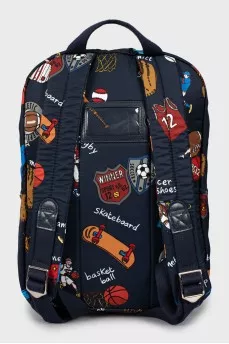 Printed textile backpack