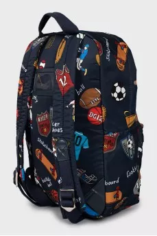 Printed textile backpack