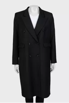 Black double-breasted coat