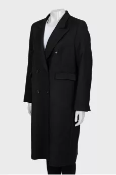 Black double-breasted coat