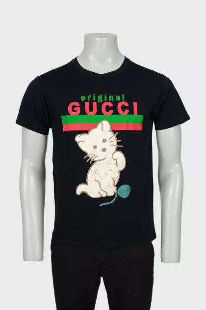Men's T-shirt with print and embroidery