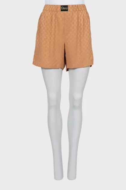 Shorts with elastic band in signature print