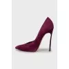 Suede shoes with metal heels