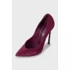 Suede shoes with metal heels