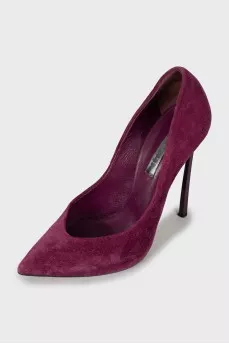 Suede shoes with metal heels