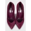 Suede shoes with metal heels