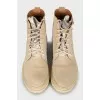 Suede boots with check print