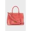 Leather tote bag with company logo