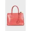 Leather tote bag with company logo
