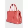 Leather tote bag with company logo