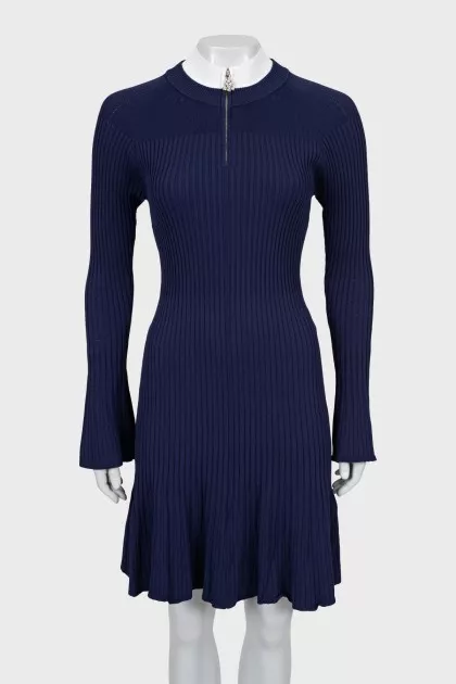 Ribbed dress with double collar