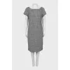 Fitted dress in a combined print