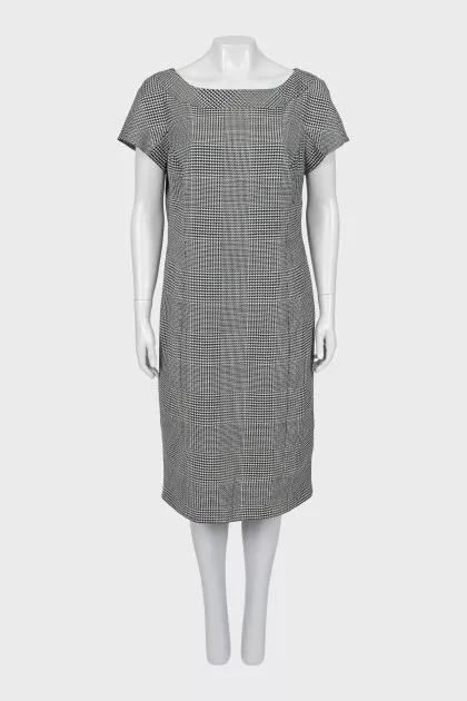 Fitted dress in a combined print