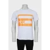 Men's T-shirt with orange print