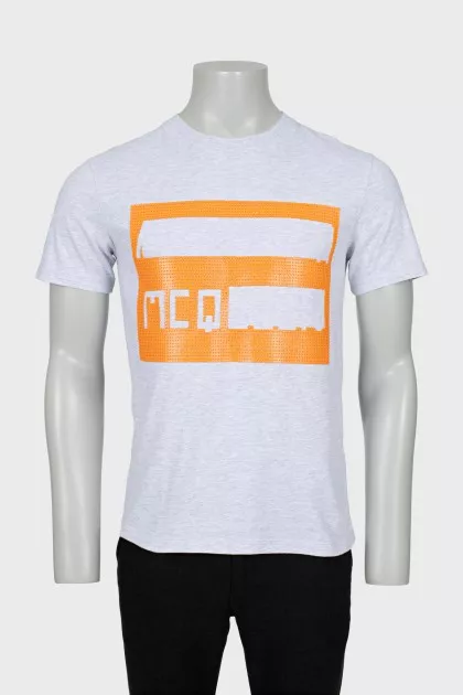 Men's T-shirt with orange print