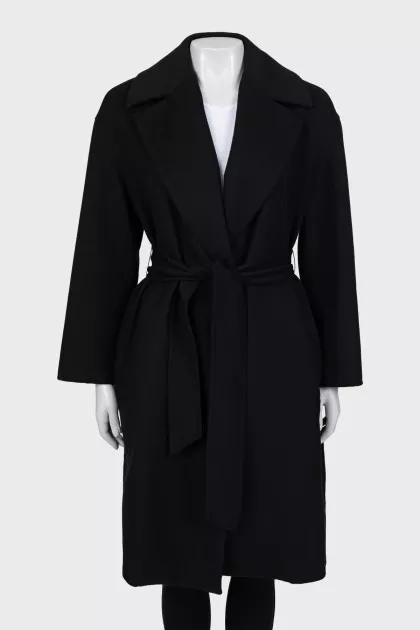 Black coat with belt