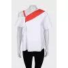 Two-tone asymmetrical blouse