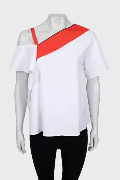 Two-tone asymmetrical blouse