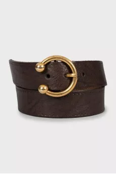 Brown belt with gold buckle