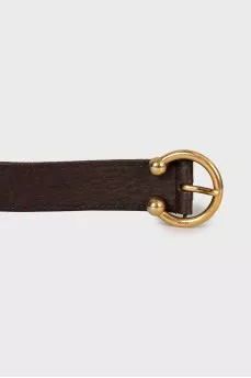 Brown belt with gold buckle
