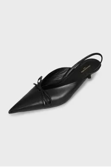 Leather slingbacks with pointed toe