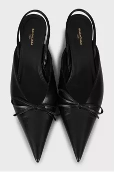 Leather slingbacks with pointed toe