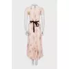 Floral print dress decorated with mesh