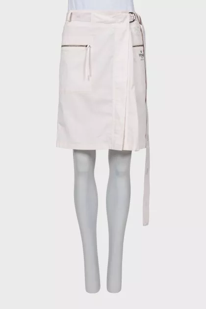 Skirt with patch pockets and tag
