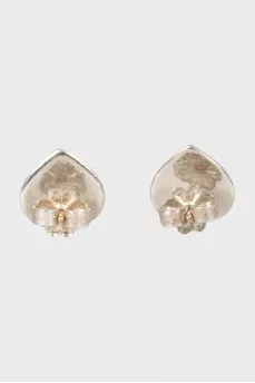Heart-shaped silver stud earrings