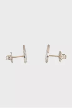 Heart-shaped silver stud earrings