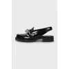 Leather peep-toe loafers