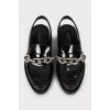 Leather peep-toe loafers