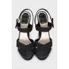 Textile high wedge sandals