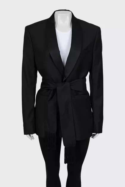 Wool jacket with belt