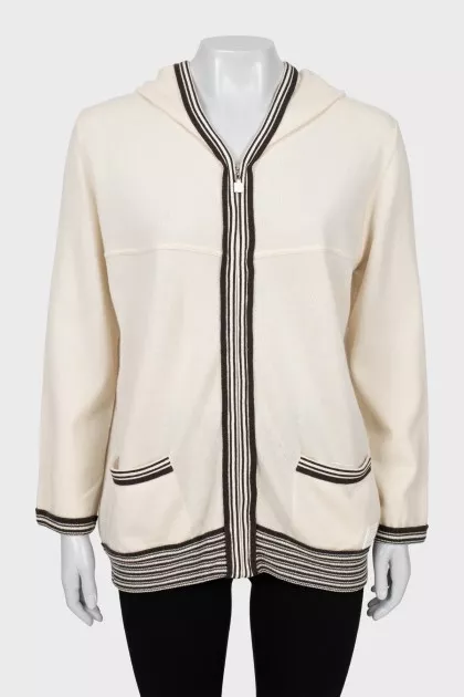 Cashmere cardigan with hood