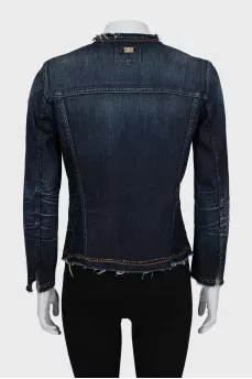 Fitted denim jacket with decor