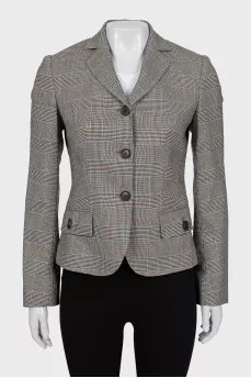 Wool jacket in check print