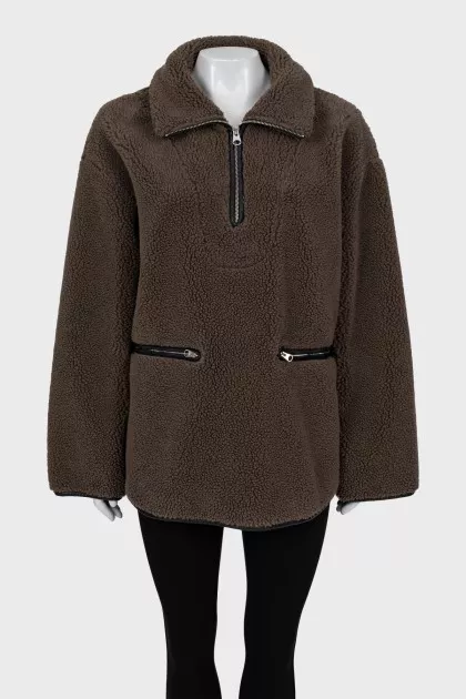 Eco-fur loose-fitting jacket