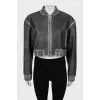Gray cropped leather jacket