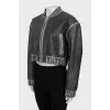 Gray cropped leather jacket