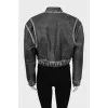 Gray cropped leather jacket