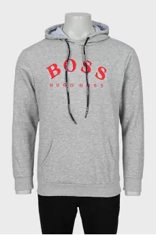 Men's hoodie with embroidered logo and tag